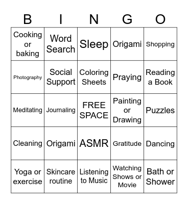 ANXIETY BINGO Card