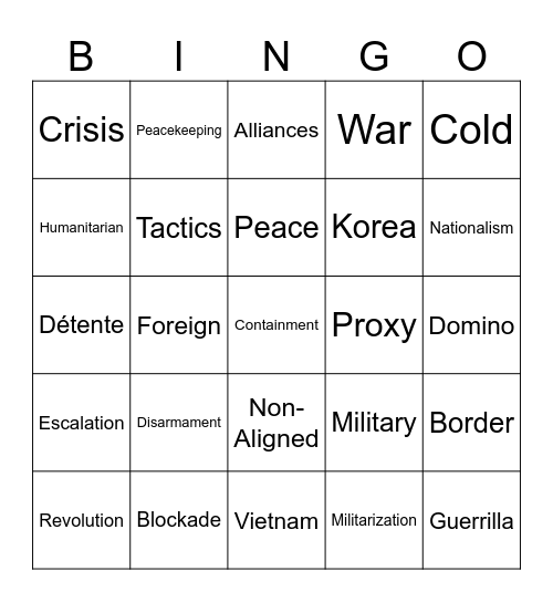 IGCSE FG #5 Bingo Card