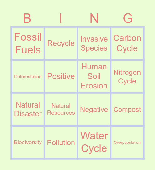 Human Impact BINGO! Bingo Card