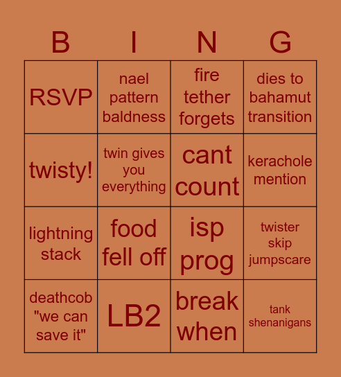 binghamut Bingo Card