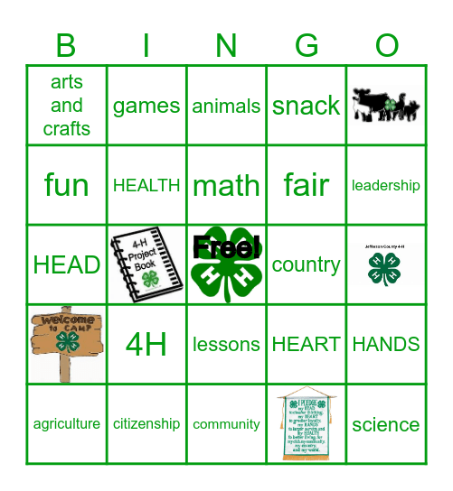 4H Bingo Card