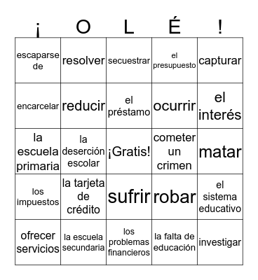 Lago 4 Unit 4 Lists 9 - 12 Bingo Card