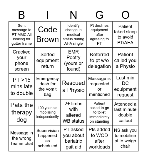 MMC ACC AHA Bingo Card