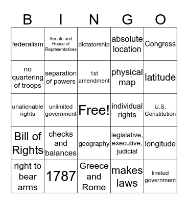 Review Bingo Card