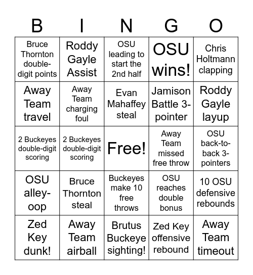 OSU BBall Bingo Card