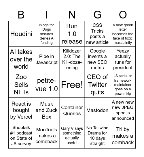 2023 Bingo Card