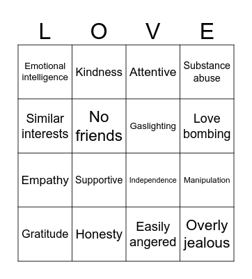 Green vs Red Flags Bingo Card