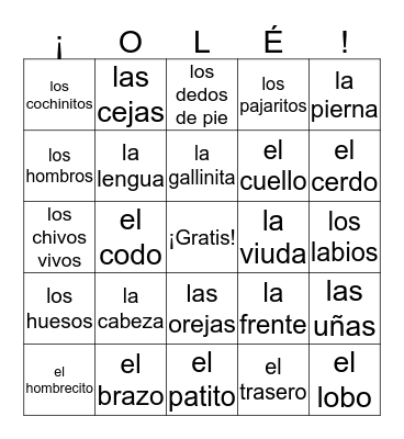 Lago 5 Children Lists 1 - 2 Bingo Card