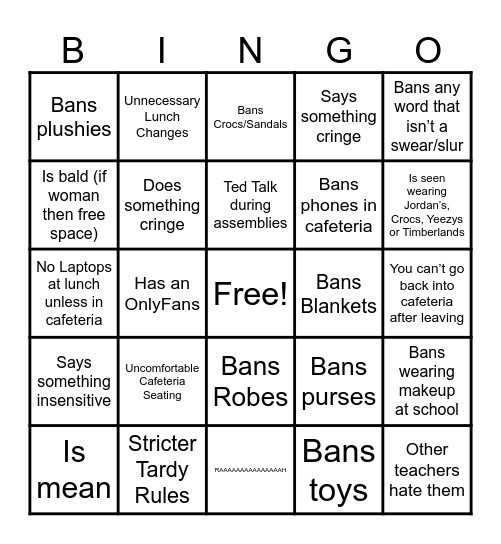 New Principal Bingo Card