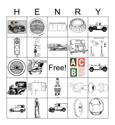 Napa Valley Model A Society Bingo Card