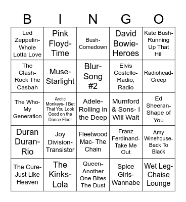 Radio Bingo United Kingdom Bingo Card