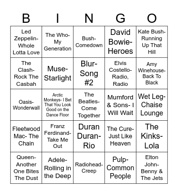 Radio Bingo United Kingdom Bingo Card