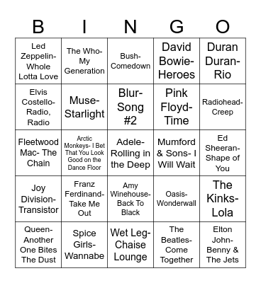 Radio Bingo United Kingdom Bingo Card