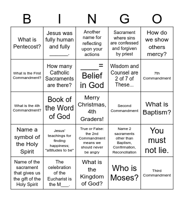 CCD Christmas Bingo 2023 Bingo Card