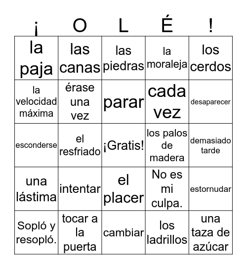 Lago 5 Literature Listas 1 - 2 & 6 Bingo Card