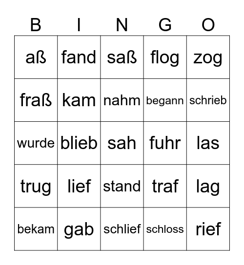 Präteritum Bingo Card