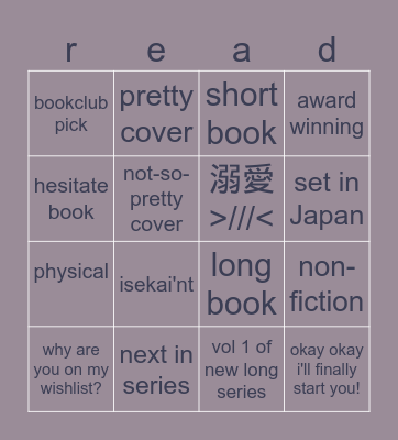 2024 reading bingo Card
