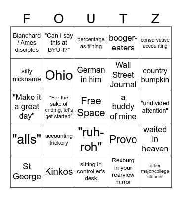 ACCTG 499 BINGO Card