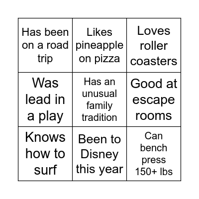 Human Bingo Card