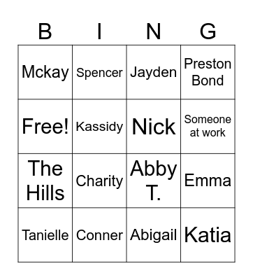 Birthday Bing Bingo Card