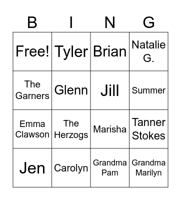 Birthday Bingo Card