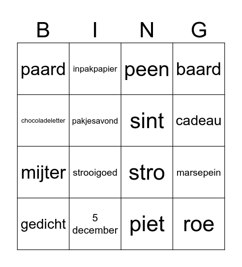 Sinterbingo Card