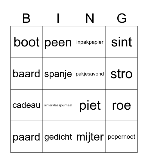 Sinterbingo Card