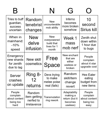 Starpoint/December balance Update Bingo Card