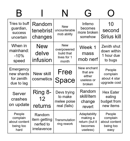 Starpoint/December balance Update Bingo Card