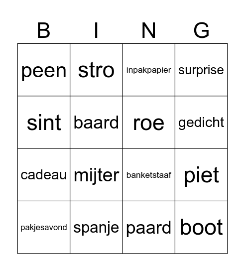 Sinterbingo Card