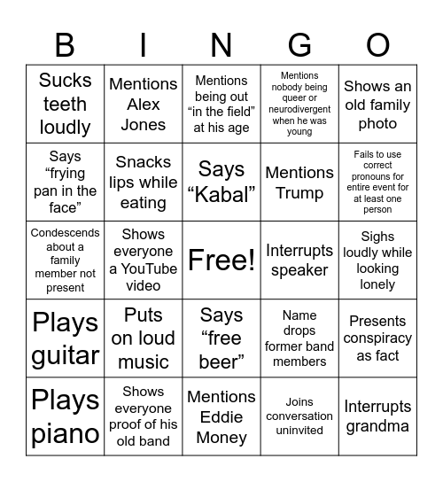 David Bingo Card