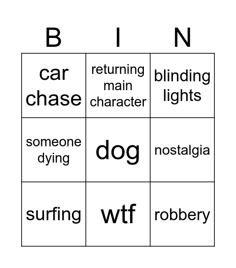 GTA VI Trailer Bingo Card