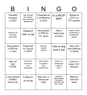 Hootenany Mingle Bingo 3 Bingo Card