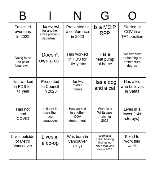 Hootenany Mingle Bingo 3 Bingo Card