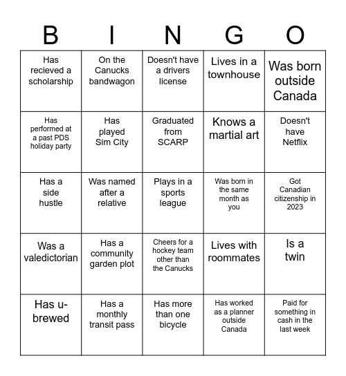 Hootenany Mingle Bingo 2 Bingo Card