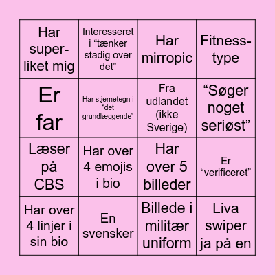 Tinderrr Bingoooo!!! Bingo Card