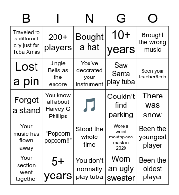Tuba Christmas Bingo Card