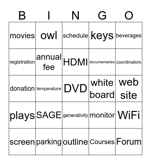 SAGE BINGO Card