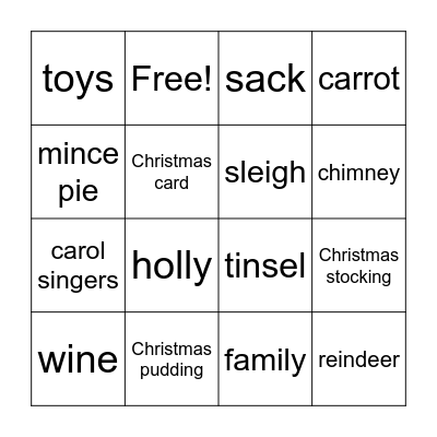 Christmas bing Bingo Card