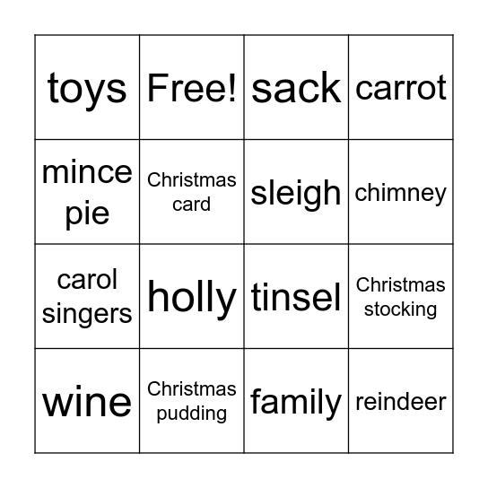 Christmas bing Bingo Card