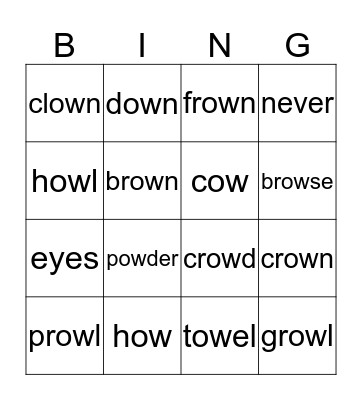 /ow/ Word Bingo Card