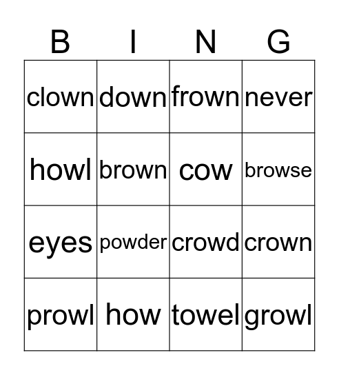 /ow/ Word Bingo Card