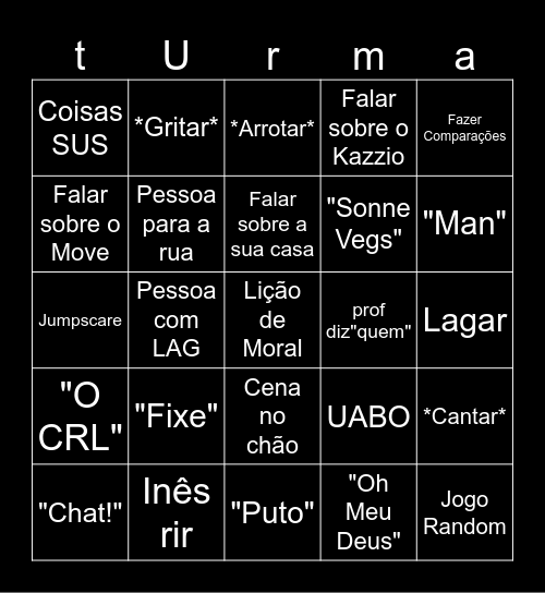 TURMA Bingo Card