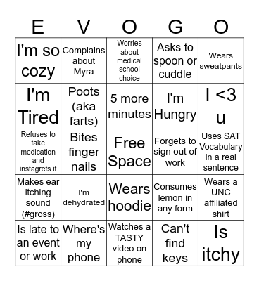 Living with Evonne <3 Bingo Card