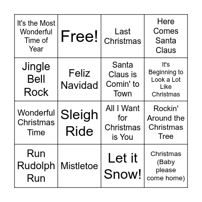 Christmas Music Bingo Card