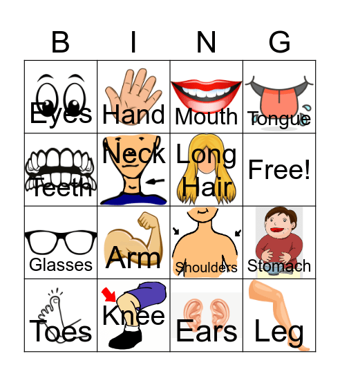 Body Parts Bingo Card