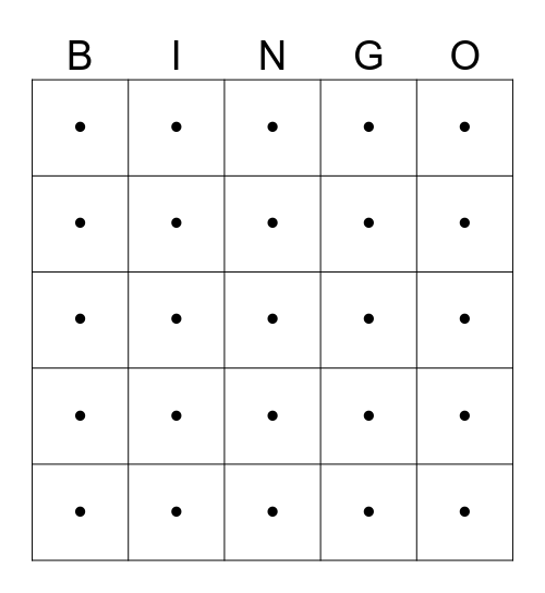 X-BRG Bingo Card