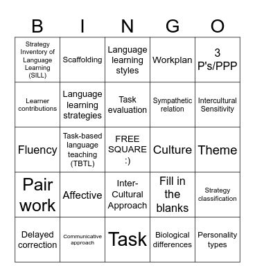 The (W)holistic Approach Bingo Card
