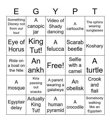 Adventures by Disney Egypt BINGO! Bingo Card