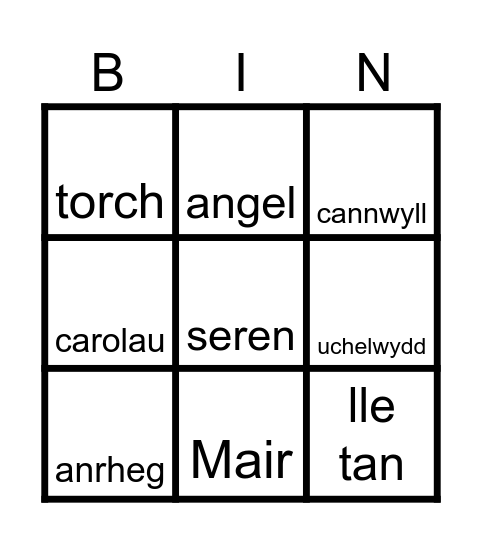 Nadolig Llawen Bingo Card